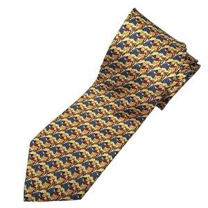 VTG 90s Pooh Disney Tie Rack Silk Necktie Pooh Eeyore Tigger Repeating Pattern